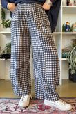 Vivienne Plaid Relaxed Barrel Pant Navy & Oat