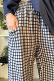 Vivienne Plaid Relaxed Barrel Pant Navy & Oat