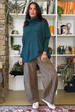 Vivienne Plaid Relaxed Barrel Pant Ochre & Chocolate