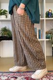 Vivienne Plaid Relaxed Barrel Pant Ochre & Chocolate
