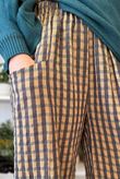 Vivienne Plaid Relaxed Barrel Pant Ochre & Chocolate