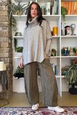Vivienne Plaid Relaxed Barrel Pant Olive & Olive