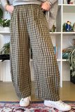 Vivienne Plaid Relaxed Barrel Pant Olive & Olive