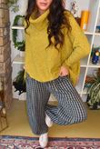 Vivienne Plaid Relaxed Barrel Pant Petrol & Ochre