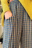 Vivienne Plaid Relaxed Barrel Pant Petrol & Ochre