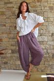 Vivienne Plaid Shelby Barrel Pant Aubergine & Denim