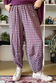 Vivienne Plaid Shelby Barrel Pant Aubergine & Denim