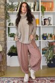 Vivienne Plaid Shelby Barrel Pant Burgundy & Rose