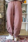Vivienne Plaid Shelby Barrel Pant Burgundy & Rose