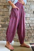 Vivienne Plaid Shelby Barrel Pant Burgundy & Russet