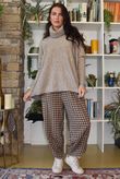 Vivienne Plaid Shelby Barrel Pant Chocolate & Oat