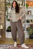 Vivienne Plaid Shelby Barrel Pant Chocolate & Teal