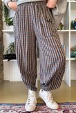 Vivienne Plaid Shelby Barrel Pant Chocolate & Teal