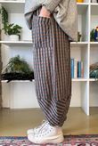 Vivienne Plaid Shelby Barrel Pant Chocolate & Teal