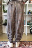 Vivienne Plaid Shelby Barrel Pant Chocolate & Teal