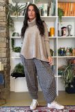 Vivienne Plaid Shelby Barrel Pant Navy & Oat