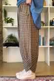 Vivienne Plaid Shelby Barrel Pant Ochre & Chocolate