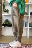 Vivienne Plaid Shelby Barrel Pant Olive & Olive