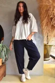 Wall Street Scuba Carrot Leg Trouser Navy