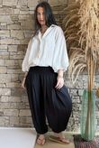 Zeta Otto Pinstripe Puff Sleeve Shirt White /2