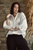 Zeta Otto Pinstripe Puff Sleeve Shirt White /2