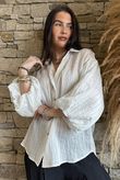Zeta Otto Pinstripe Puff Sleeve Shirt White /2
