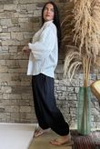 Zeta Otto Pinstripe Puff Sleeve Shirt White /2