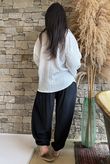 Zeta Otto Pinstripe Puff Sleeve Shirt White /2