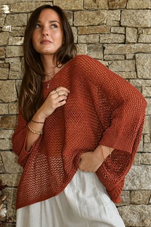Conrad Grunge Loose Cotton Knit Rust