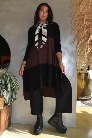 Agata Longline Split Side Knit Chocolate