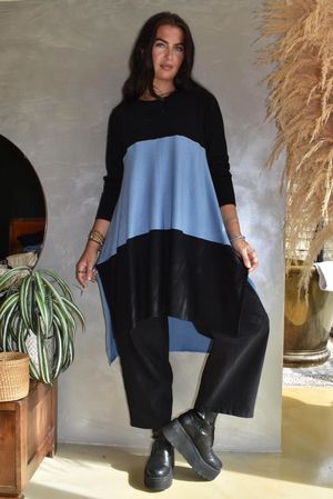 Agata Longline Split Side Knit Denim