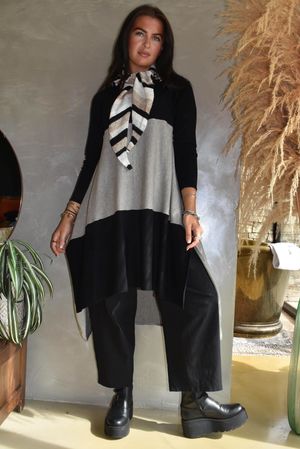 Agata Longline Split Side Knit Mid Grey Marl