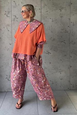 Annie 1972 Point Collar Smock Blouse Indian Pink Haze