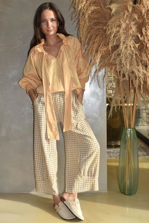 Annie Gingham Quirky 7/8 Pant Mustard /20 Pre order 10 days