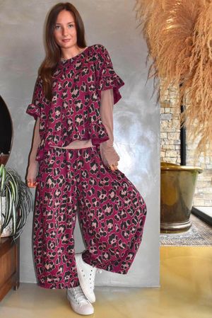 Arbi Big Cat Wide Crop Pant Burgundy 