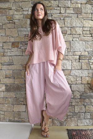 Arbi Gingham 7/8 Barrel Pant Indian Pink