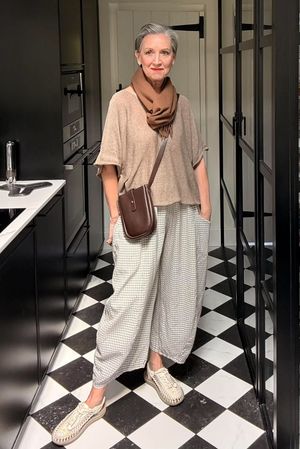Arbi Gingham 7/8 Barrel Pant Mocha
