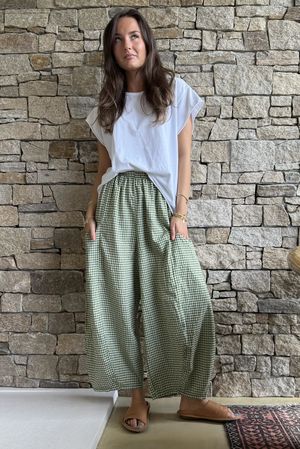 Arbi Gingham 7/8 Barrel Pant Olive