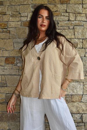 Arbi Gingham Box Jacket Camel