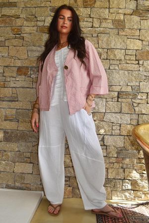 Arbi Gingham Box Jacket Indian Pink