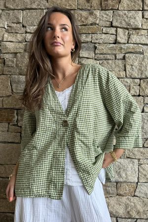 Arbi Gingham Box Jacket Olive