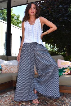 Arbi Gingham Palazzo Pant Black