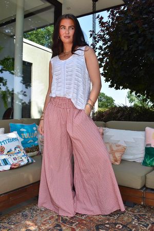 Arbi Gingham Palazzo Pant Indian Red