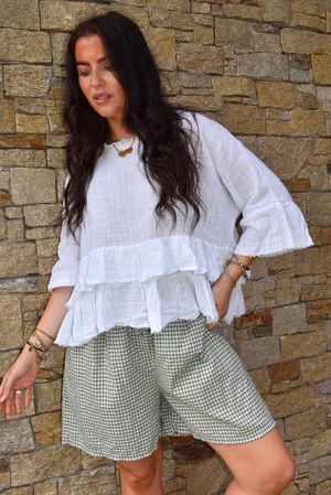 Arbi Gingham Short Khaki