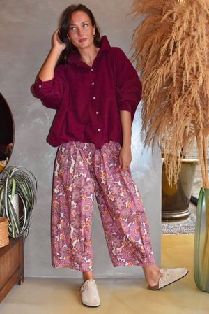 Arbi Needlecord Cocoon Blouse Burgundy