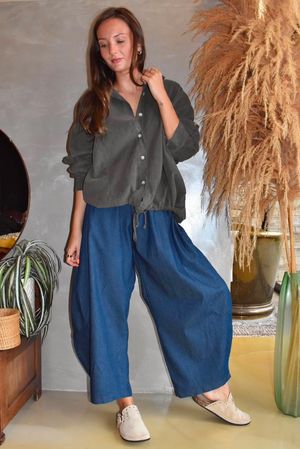 Arbi Needlecord Cocoon Blouse Khaki