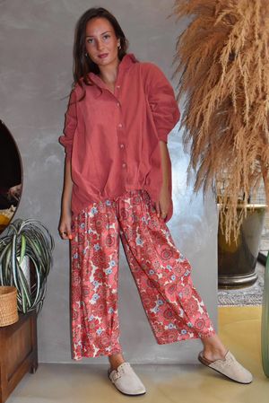 Arbi Needlecord Cocoon Blouse Rhubarb Rose