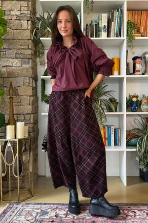 Arbi Needlecord Tartan Barrel Pant Fig
