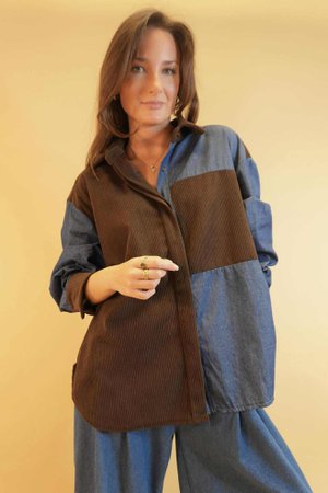 Ashland Cord & Denim Shirt Chocolate  /8=