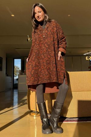 Autumn Bloom Denim Shirt Tunic 1